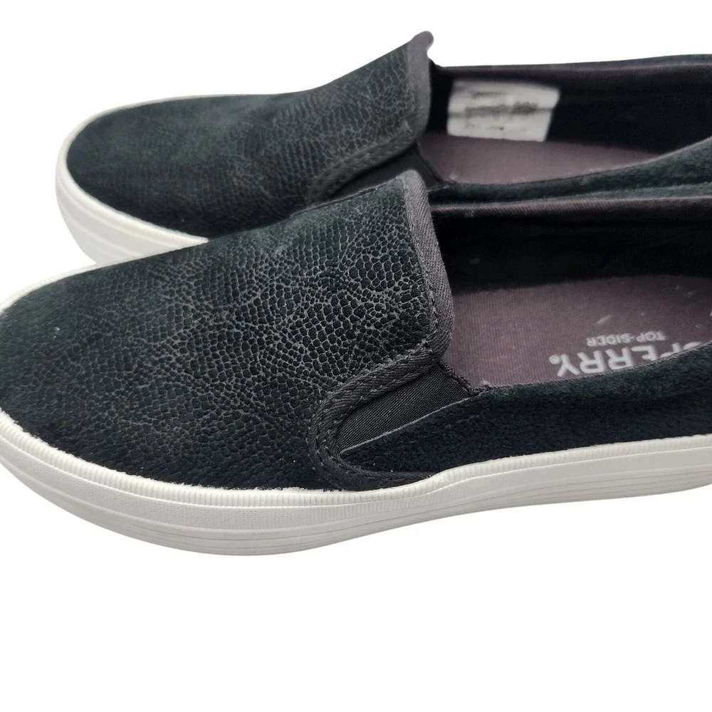 Sperry platform black suede leather Size‎ 5.5 slip ons